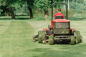 Ride-on lawnmower using Mitsuboshi belts, providing durable and efficient power transmission for reliable lawn and garden equipment performance